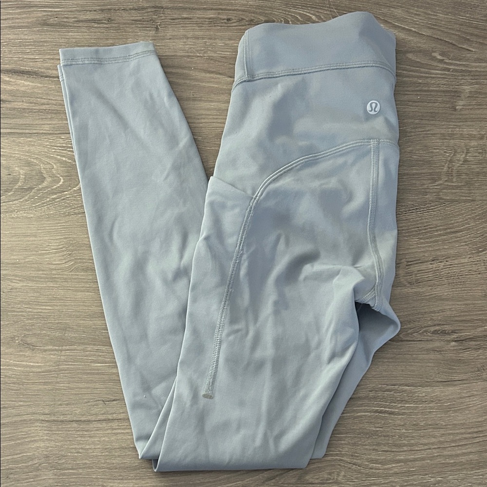 Lululemon Power Thru High Rise Light Gray Leggings 25 inch inseam Size 2